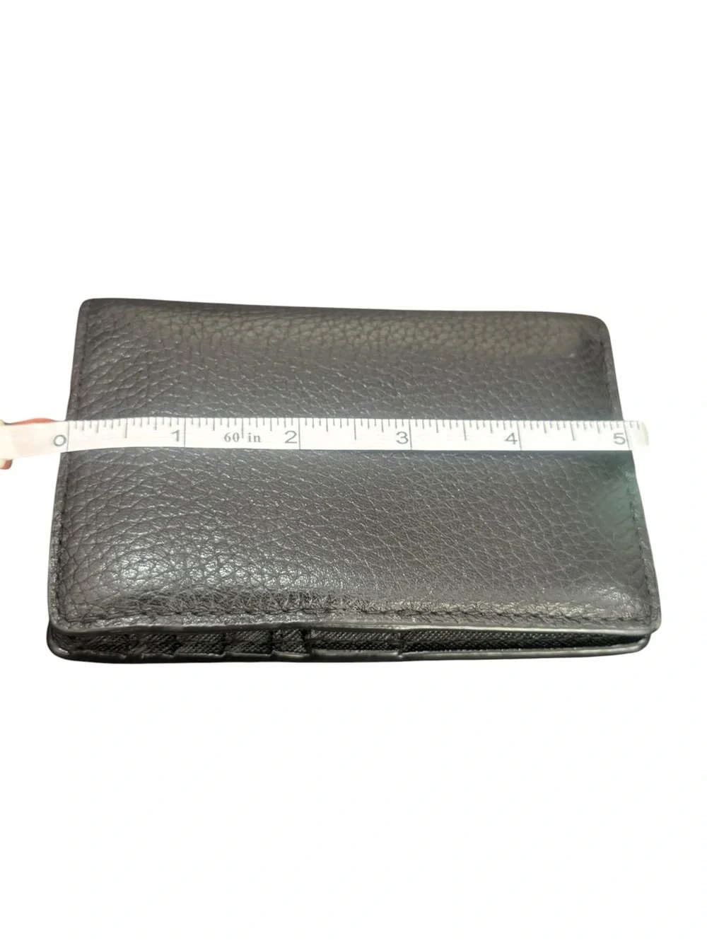 Michael Kors Metallic Pewter Pebbled Leather Card Holder with Gold Plaque
